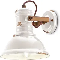 Licht-Erlebnisse Spot Strahler Keramik Metall E27 verstellbar Weiß Shabby Antik Rostbraun Vintage Design Keramiklampe