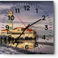 ARTTOR Wanduhr - Quadrat - Glasuhr - Architektur asien gebäude kultur - 40x40cm - Schleichendes Uhrwerk - Lautlos - zum Aufhängen bereit - Dekoration Modern - Wanddekoration aus Glas - C4AC40x40-2119