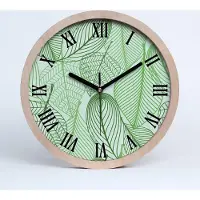 Tulup Holzuhr 25fi cm wanduhr - schwarze Spitzen - Blätter-Muster