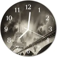 Tulup Glasuhr Wanduhr Küchenuhr Echt-Glas 30fi cm Paris grau
