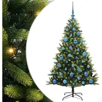 Syfax Künstlicher geflammter Weihnachtsbaum 150 LEDs Grün 150 cm