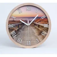 Tulup Holzuhr 25fi cm wanduhr - weiße Spitzen - Weg zum Strand