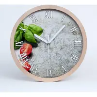 Tulup Holzuhr 20fi cm wanduhr - weiße Spitzen - Tomaten und Basilikum