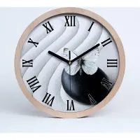 Tulup Holzuhr 30fi cm wanduhr - schwarze Spitzen - Zen Stein und Schmetterling