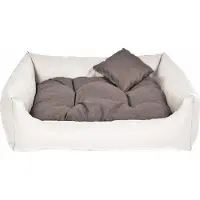 Mayaadi Home Hundebett Kunstleder Weiß M 70x55 cm Hundekissen Hundesofa Katzenbett Hundekorb Bett Katzensofa