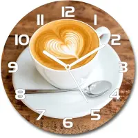 Tulup Wanduhr aus Glas 30fi Glasbild Glasuhr Gehärtetes Glas - weisse-zeiger - Coffee in a cup