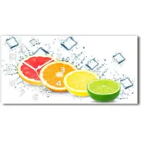 Tulup Wanduhr aus Glas – 60x30 cm - Glasbild - Glasuhr - Gehärtetes Glas - weisse-zeiger - Zitrusfrüchte