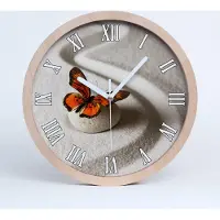 Tulup Holzuhr 30fi cm wanduhr - weiße Spitzen - Zen Stein und Schmetterling