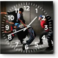 ARTTOR Wanduhr - Quadrat - Glasuhr - Gleichgewicht Tänzer springen - 40x40cm - Schleichendes Uhrwerk - Lautlos - zum Aufhängen bereit - Dekoration Modern - Wanddekoration aus Glas - C4AC40x40-2126