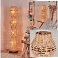 Hofstein Argenta Stehlampe aus Metall/Rattan in Schwarz/Naturfarben mit Lichteffekt
