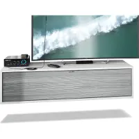 Vladon TV Board Lana 120 Hängeschrank Lowboard 120 x 29 x 37 cm, Germany, Korpus in Weiß matt, Fronten in Avola-Anthrazit | Große Farbauswahl