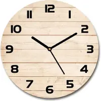 Tulup Wanduhr aus Glas 30fi Glasbild Glasuhr Gehärtetes Glas - schwarze-zeiger - Wooden background