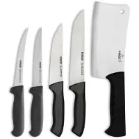 Pirge Metzgermesser Set 5 TLG Schlachtermesser - Fleischermesser - Exzellenter Schärfe Ausbeinmesser - Hackmesser