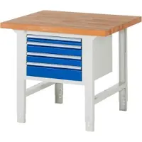 RAU Werkbank mit 4 Schubladen - Teilauszug - 60:1 / 90:2 / 120:1 - höhenverstellbar 790-1.140 mm - 1.000 x 900 mm (BxT) - Traglast 750 kg - Buche