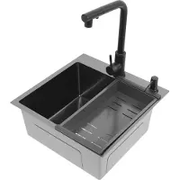 StarTech.com Küchenspüle - Einzelbecken - Edelstahl - Rechteckig - 45 x 45 x 18 cm - Nano-Beschichtung - Dunkelgrau