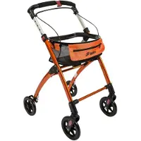 Mobilex FabaCare Indoor Rollator Jaguar, schmal mit Tablett, Leichtgewicht Wohnungsrollator faltbar, Heimrollator, bis 100 kg, Orange