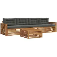 vidaXL Outdoor-Sofagarnitur 5 Stk. Natur und Anthrazit