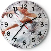 ARTTOR Wanduhr - Rund - Glasuhr - Frau Tanz Ballett Körper - 30x30cm - Schleichendes Uhrwerk - Lautlos - zum Aufhängen bereit - Dekoration Modern - Wanddekoration aus Glas - C4AR30x30-3101