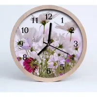 Tulup Holzuhr 30fi cm wanduhr - Blumen Natur