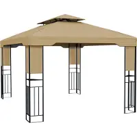 Paramondo Gartenpavillon 4x3m Deluxe Pavillon Outdoor stabil Beige Jarolift