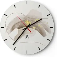 ARTTOR Wanduhr - Rund - Glasuhr - Braun Abstraktion Gold - 30x30cm - Schleichendes Uhrwerk - Lautlos - zum Aufhängen bereit - Dekoration Modern - Wanddekoration aus Glas - C3AR30x30-4910