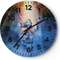 ARTTOR Wanduhr - Rund - Glasuhr - Astronaut Licht Kosmos - 40x40cm - Schleichendes Uhrwerk - Lautlos - zum Aufhängen bereit - Dekoration Modern - Wanddekoration aus Glas - C4AR40x40-4672