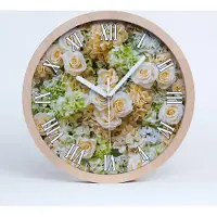 Tulup Holzuhr 30fi cm wanduhr - weiße Spitzen - Große römische Uhr Rosen