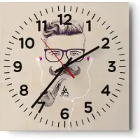 ARTTOR Wanduhr - Quadrat - Glasuhr - Mann modern - 40x40cm - Schleichendes Uhrwerk - Lautlos - zum Aufhängen bereit - Dekoration Modern - Wanddekoration aus Glas - C4AC40x40-3699