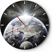 ARTTOR Wanduhr - Rund - Glasuhr - Astronomie galaxie abstraktion - 40x40cm - Schleichendes Uhrwerk - Lautlos - zum Aufhängen bereit - Dekoration Modern - Wanddekoration aus Glas - C3AR40x40-2328
