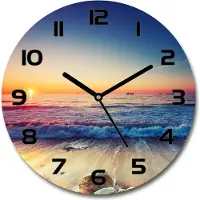 Tulup Wanduhr aus Glas 30fi Glasbild Glasuhr Gehärtetes Glas - schwarze-zeiger - Sunrise to the sea