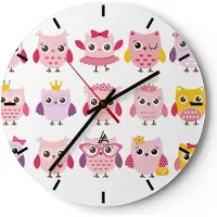 ARTTOR Wanduhr - Rund - Glasuhr - Eule süß spaß dekoration - 40x40cm - Schleichendes Uhrwerk - Lautlos - zum Aufhängen bereit - Dekoration Modern - Wanddekoration aus Glas - C3AR40x40-2845