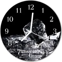 Tulup Glasuhr Wanduhr Küchenuhr Echt-Glas 30fi cm Eiswürfel schwarz-weiß