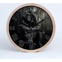 Tulup Holzuhr 25fi cm wanduhr - schwarze Spitzen - Gorilla
