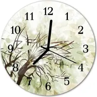 Tulup Glasuhr Wanduhr Küchenuhr Echt-Glas 30fi cm Baum grün