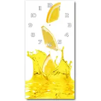 Tulup Wanduhr aus Glas – 30x60 cm - Glasbild - Glasuhr - Gehärtetes Glas -Zitronensaft