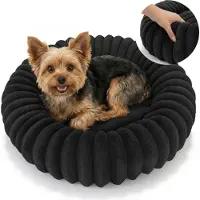 Domarex Rundes Hundebett DOGGURU KIRA Weich Waschbar Komfort, Schwarz 60cm
