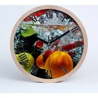 Tulup Holzuhr 20fi cm wanduhr - schwarze Spitzen - Früchte unter Wasser