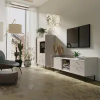 Lomadox Wohnwand in sandbeige, mit Sideboard & Highboard - GORICA-133