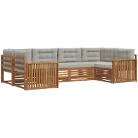 vidaXL Outdoor-Sofagarnitur 6 Stk. Natürlich und Hellgrau