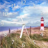 Wallario Design Wanduhr Leuchtturm am Strand von Sylt aus Echtglas, Größe 20 x 20 cm