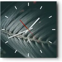 ARTTOR Wanduhr - Quadrat - Glasuhr - Blatt Palme exotisch - 30x30cm - Schleichendes Uhrwerk - Lautlos - zum Aufhängen bereit - Dekoration Modern - Wanddekoration aus Glas - C3AC30x30-4907