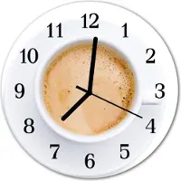 Tulup Glasuhr Wanduhr Küchenuhr Echt-Glas 30fi cm Kaffee Tasse beige weiß