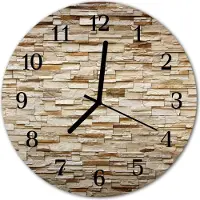 Tulup Glasuhr Wanduhr Küchenuhr Echt-Glas 30fi cm Klinker braun