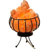 Haf Salzlampe Metallkorb Feuerkorb mit echtem Kristallsalz | Nachttischlampe | Salzsteinlampe mit Metallkorb aus der Salt Range Punjab