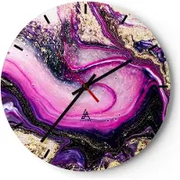 ARTTOR Wanduhr - Rund - Glasuhr - Abstraktion modern - 30x30cm - Schleichendes Uhrwerk - Lautlos - zum Aufhängen bereit - Dekoration Modern - Wanddekoration aus Glas - C3AR30x30-3502