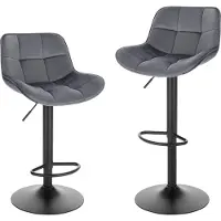 EUGAD 2 x Barhocker, höhenverstellbar, drehbar, Polsterhocker, Samt, Dunkelgrau