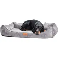 Tierlando Orthopädisches Hundebett TYSON | Kuschelig flauschiges XXL Hundesofa - Größe: 130x100cm | Farbe: 06 Grau