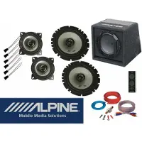 DSX Alpine Komplett Set passend für VW T4 Lautsprecher Tür vorn Armaturenbrett Aktiv Subwoofer