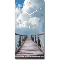 Tulup Wanduhr aus Glas – 30x60 cm - Glasbild - Glasuhr - Gehärtetes Glas -Straße in den Himmel