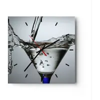ARTTOR Wanduhr - Quadrat - Glasuhr - Glas Wasser Mineralwasser Blasen - 40x40cm - Schleichendes Uhrwerk - Lautlos - zum Aufhängen bereit - Dekoration Modern - Wanddekoration aus Glas - C3AC40x40-0388